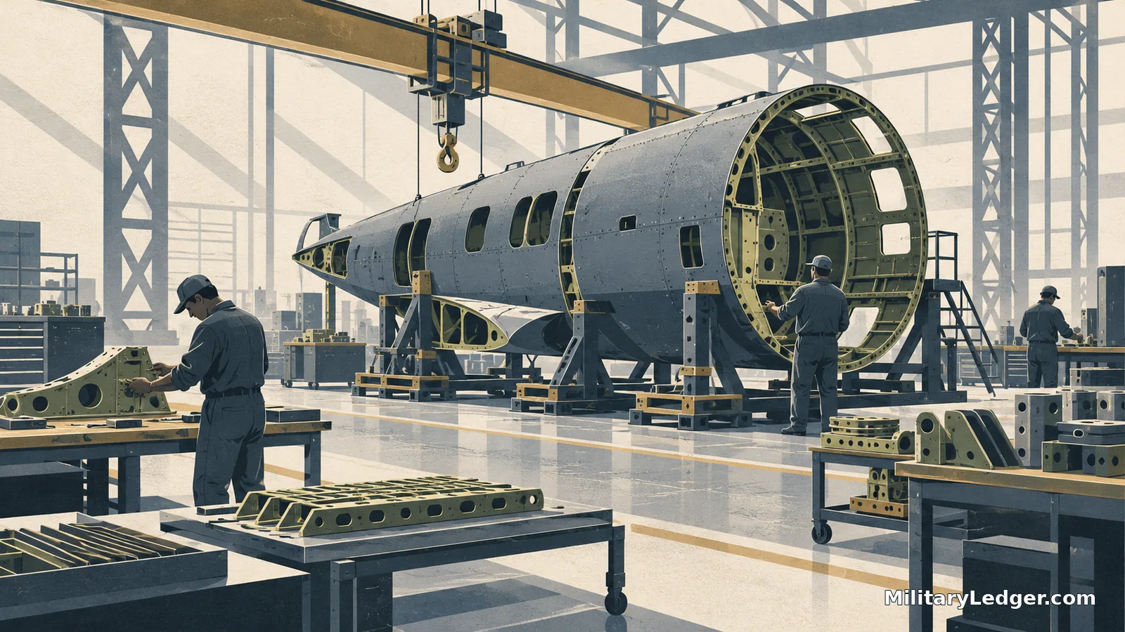 Conceptual illustration of defense manufacturing.